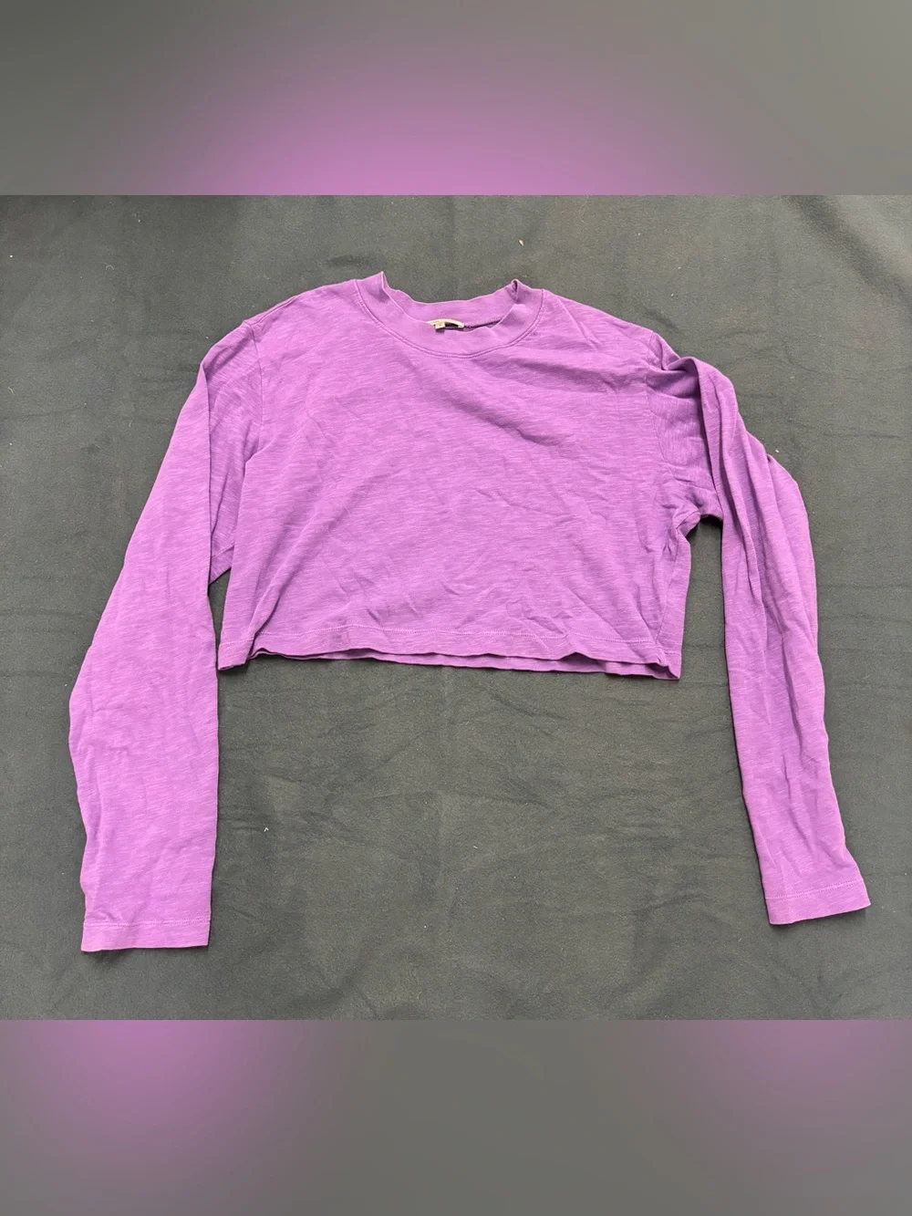 Cotton Citizen Purple Long Sleeve Crop Top - Picture 2 of 3